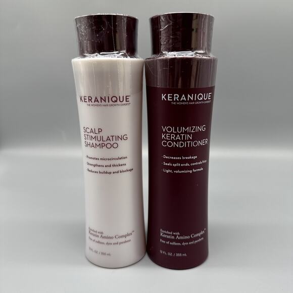 Keranique Scalp Stimulating Shampoo and Keratin Conditioner 12oz Sealed - Picture 1 of 8